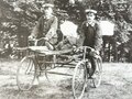 1.Weltkrieg, Foto einer Krankentrage der freiwilligen Sanitätskolonne auf zwei Fahrrädern befestigt, 11 x 12cm