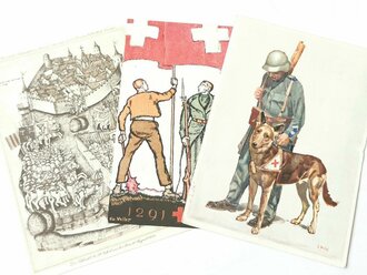 Schweiz, 3 Ansichtskarten zum Thema Rot Kreuz