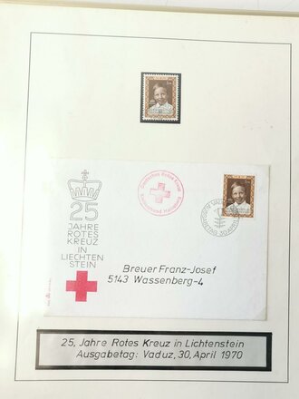 "Internationales Rotes Kreuz" Teile einer Sammlung, Ordner mit Briefmarken und Ganzsachen