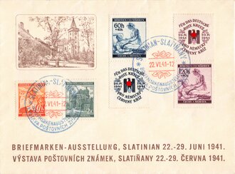 Rotes Kreuz III.Reich, Ganzsache Briefmarken Ausstellung Slatinian 1941