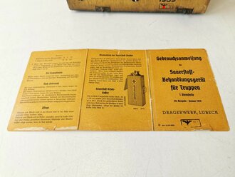 Sauerstoff Behandlungsgerät für Truppen datiert 1939. Guter Zustand, alles original lackiert