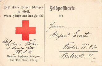 Feldpostkarte Deutsches Rotes Kreuz gelaufen 1914