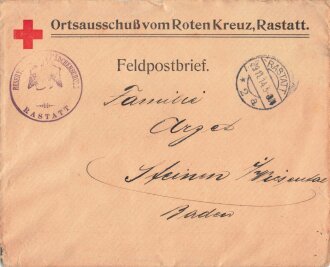 Feldpostbrief " Ortsausschuß vom Roten Kreuz Rastatt"