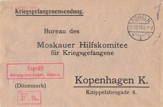 Kriegsgefangenensendung " Bureau des Moskauer Hilfskomite für Kriegsgefangene" datiert 1916