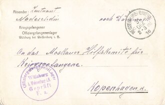 Kriegsgefangenensendung aus dem Offiziergefangenenlager Wülzburg 1916