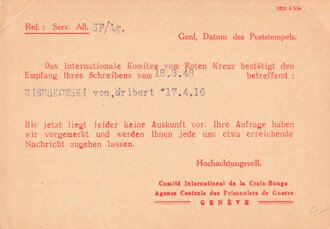 Kriegsgefangenenpost datiert 1948