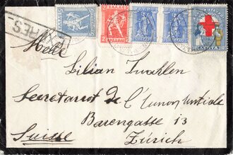 Griechenland, Ganzsache gelaufen 1925 mit Rot Kreuz Briefmarken