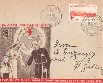 Schweiz, Ganzsache gelaufen 1939 Anlässlich Rot Kreuz Ausstellung