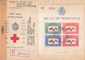 Venezuela, Ganzsache gelaufen 1944 Rot Kreuz