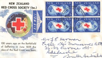 New Zealand, Ganzsache gelaufen 1959 Rot Kreuz