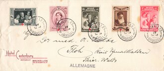 Belgien, Ganzsache gelaufen 1919, Rot Kreuz Marken