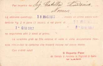 Kriegsgefangenenpost Italien datiert 1917
