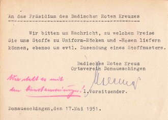 Deutschland nach 1945, Postkarte Rotes Kreuz bzgl....