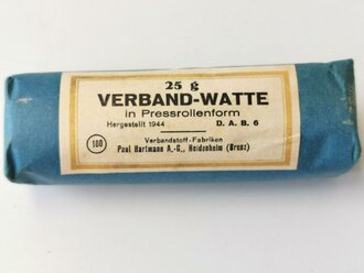 25 Gramm Verbandwatte datiert 1944