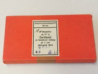 Leere Verpackung für 10 Ampullen Cardiazol , Wehrmacht