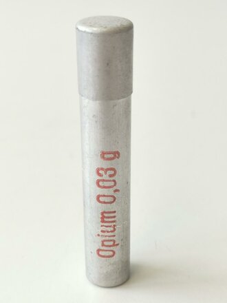 Aluminiumröhrchen Opium 0,03g Wehrmacht, vollständig leer
