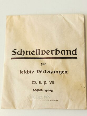 "Schnellverband für leichte Verletzungen" Wehrmacht, datiert 1936