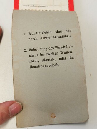 Wundzettel für Verwundete und andere chirurgisch zu Behandelnde Wehrmacht, 1 Stück aus dem originalen Block