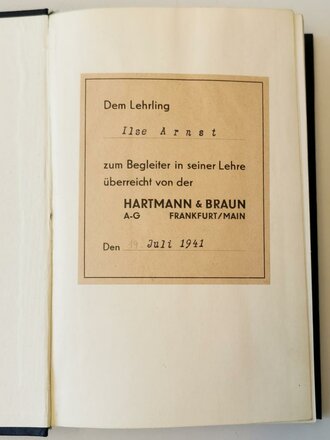 Adolf Hitler " Mein Kampf"  blaue Ganzleinenausgabe in gutem Zustand, eingeklebte Widmung der Firma Hartmann & Braun AG Frankfurt