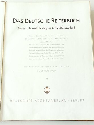 "Das Deutsche Reiterbuch" Copyright 1940, 741 Seiten, gebraucht