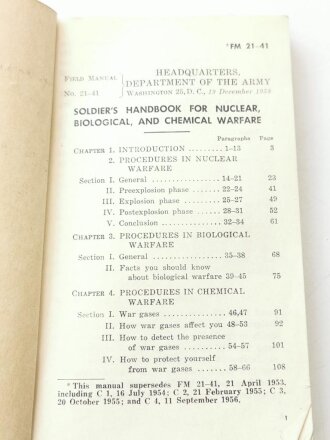 U.S. 1958 dated FM 21-41, soldiers handbook for nuclear,...
