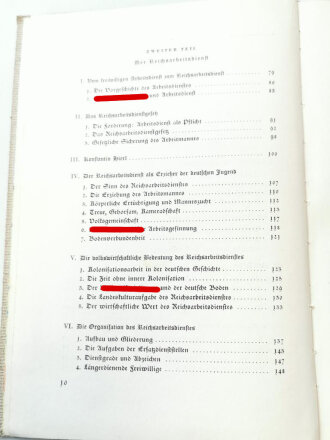 Spaten und Ähre - Das Handbuch der deutschen Jugend im Reichsarbeitsdienst, A5, datiert 1937, 240 Seiten, Rücken gelöst