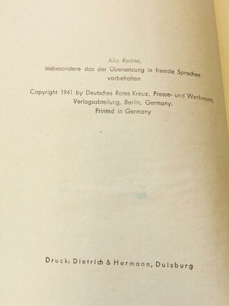 Amtliches Unterrichtsbuch über Erste Hilfe, datiert 1942, 263 Seiten, A5