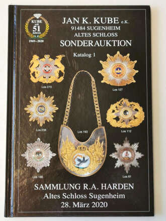 Jan K. Kube, Sonderauktion Sammlung R.A: Harden Altes Schloss Sugenheim 28. März 2020  DIN A5, gebraucht