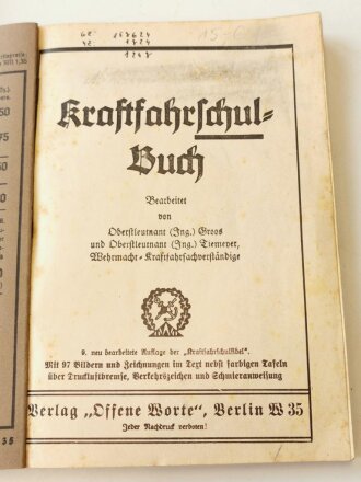 Kraftfahrschuldbuch, Verlag Offene Worte Berlin W35 10...