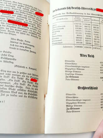 "Österreich im Großdeutschen Volksreich", datiert 1938, 95 Seiten,  A5