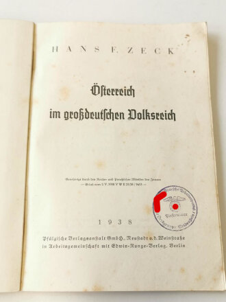 "Österreich im Großdeutschen Volksreich", datiert 1938, 95 Seiten,  A5