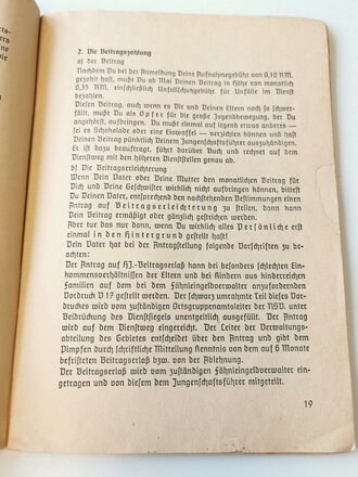 Dienstvorschrift der Hitlerjugend Dv.DJ. 0.1. Vorschrift über den Jungvolkdienst vom 1.7.1938, 64 Seiten, A5