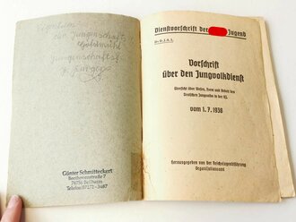 Dienstvorschrift der Hitlerjugend Dv.DJ. 0.1. Vorschrift über den Jungvolkdienst vom 1.7.1938, 64 Seiten, A5