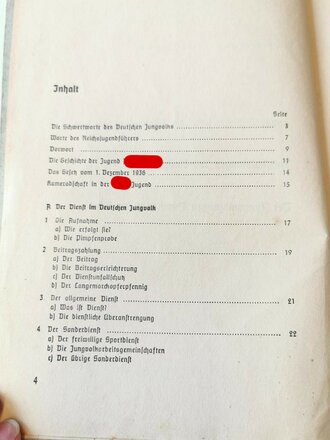 Dienstvorschrift der Hitlerjugend Dv.DJ. 0.1. Vorschrift über den Jungvolkdienst vom 1.7.1938, 64 Seiten, A5