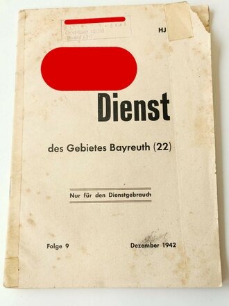 Hitler Jugend Führer Dienst des Gebietes Bayreuth (22) Folge 9 Dezember 1942, 17 Seiten, A5