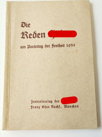 Die Reden Hitlers am Parteitag der Freiheit 1935 - Zentralverlag der NSDAP, 88 Seiten, A5, gebraucht