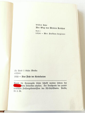 "Der Weg des Dritten Reiches"  Band 2, 1934 Der Aufbau beginnt, 147 Seiten, guter Zustand