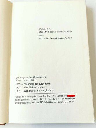 "Der Weg des Dritten Reiches"  Band 3, 1935 Der Kampf um die Freiheit, 165 Seiten, guter Zustand