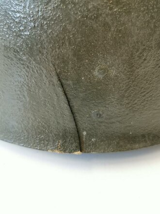 U.S. M1 steel helmet. Front seam WWII shell with later liner, uncleaned set
