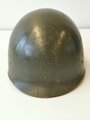 U.S. M1 steel helmet. Front seam WWII shell with later liner, uncleaned set