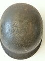 U.S. M1 steel helmet. Front seam WWII shell with later liner, uncleaned set