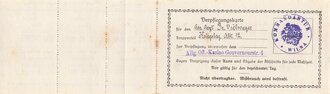 1.Weltkrieg, Verpflegungskarte für einen Assistenz Arzt Kriegslazarett Abt. 12 datiert 1917, Ausgegeben von der Kommandantur Wilna