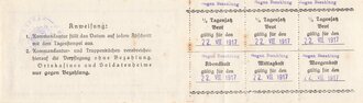 1.Weltkrieg, Verpflegungskarte für einen Assistenz Arzt Kriegslazarett Abt. 12 datiert 1917, Ausgegeben von der Kommandantur Wilna