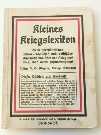 Kleines Kriegslexikon, datiert 1914, 63 Seiten, A6