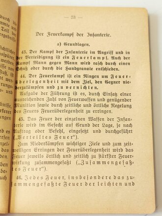 Ausbildungsvorschrift für die Infanterie - Heft 9 - Fürhung und Kampf der infanterie - Das Infanterie Bataillon, datiert 1940, 160 Seiten, A6