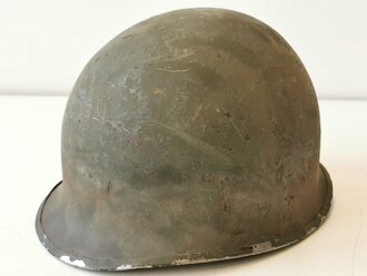 U.S. WWII front seam steel helmet shell, overpainted