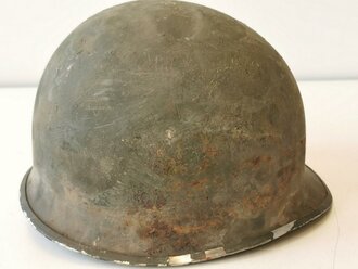 U.S. WWII front seam steel helmet shell, overpainted