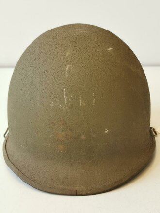 U.S. WWII front seam steel helmet shell, overpainted