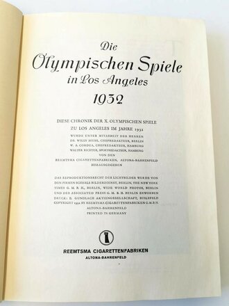 Sammelbilderalbum "Olympia 1932" - Herausgegeben von den Reemtsma Cigarettenfabriken Altona-Bahrenfeld, 142 Seiten, komplett