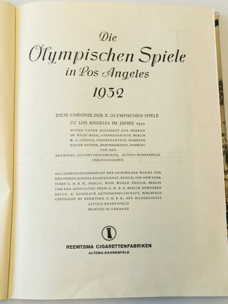 Sammelbilderalbum "Olympia 1932" - Herausgegeben von den Reemtsma Cigarettenfabriken Altona-Bahrenfeld, 142 Seiten, komplett, im Schutzumschlag